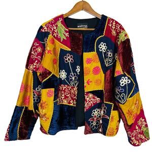 Colorful Embroidered Patchwork Blazer